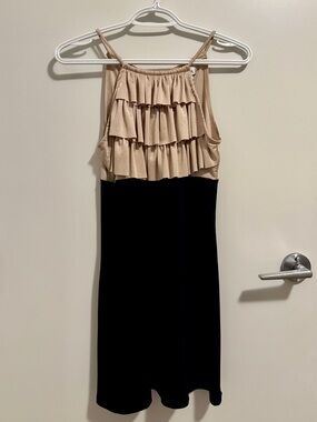 Gold Black Dress Knee Length